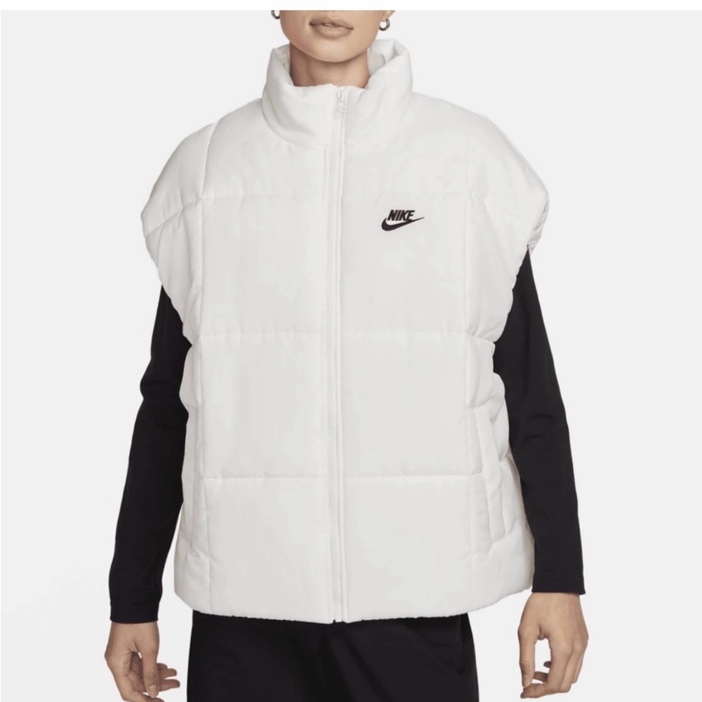 Nike White Quilted‎ Therma fit Vest with Black Logo size Large NWT - Picture 4 of 10